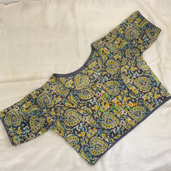 Grey Green Printed Readymade Cotton Blouse -VS1877