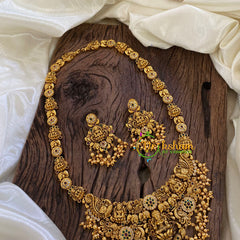 Premium Antique Temple Haram - Lakshmi Haram -Gold Bead-G10457