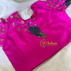 Premium Hand Embroidered Readymade Blouse-Rani Pink-VS618