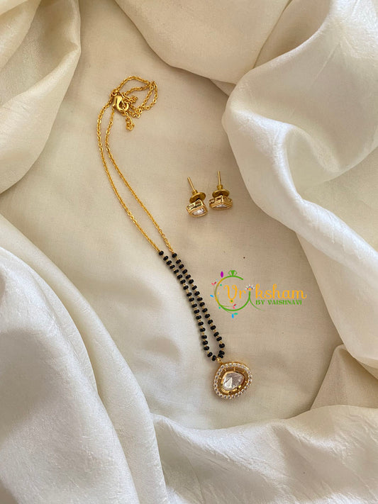 AD Stone Mangalsutra Short Neckpiece -Single-Half and half -G7934