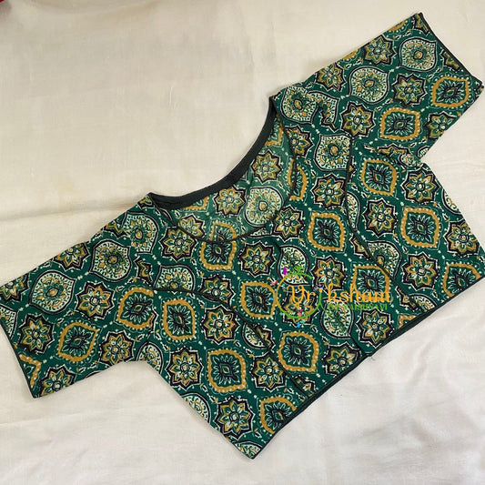 Green Printed Readymade Cotton Blouse -VS1882