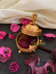 Gold Look Alike Lakshmi Kumkum Box-Green Red-G3496
