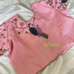 Premium Hand Embroidered Readymade Blouse-Peach-VS626