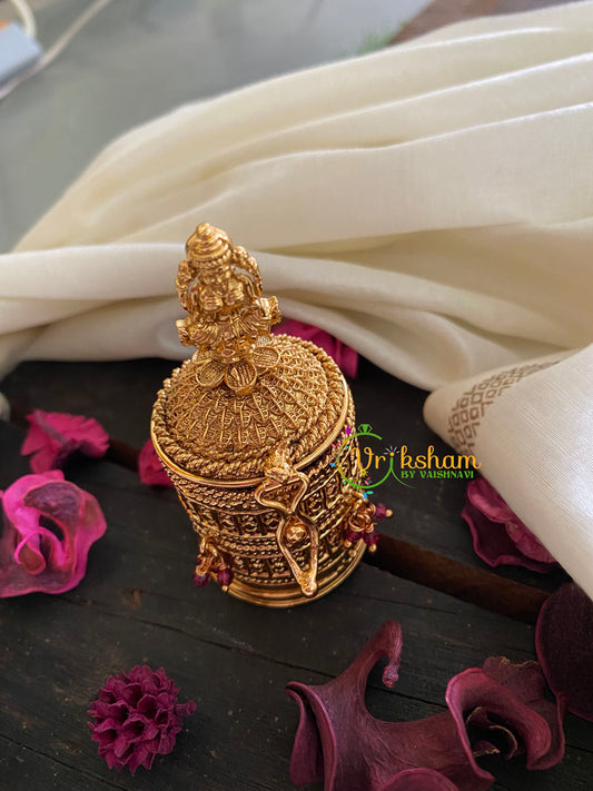 Gold Look Alike Lakshmi Kumkum Box-Round Red-G3490