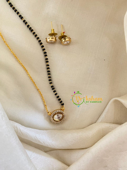 AD Stone Mangalsutra Short Neckpiece -Oval-Half and Half-G7939