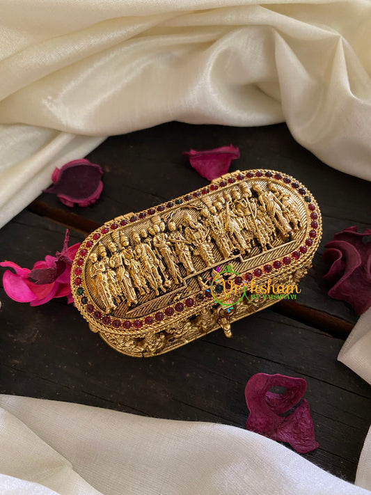 Gold Look Alike 3 Sectional Kumkum Box-Temple Kumkum box-G3475