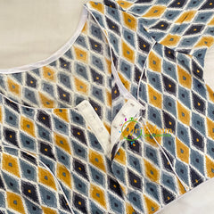 Grey Yellow Printed Readymade Cotton Blouse -VS1875