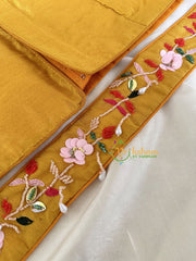 Premium Hand Embroidered Readymade Blouse-Mustard Yellow-VS615