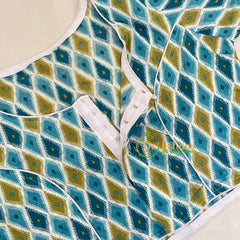 Blue Green Printed Readymade Cotton Blouse -VS1881