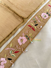 Premium Hand Embroidered Readymade Blouse-Sandal Beige-VS607