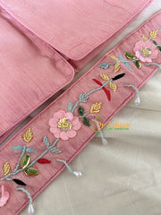 Premium Hand Embroidered Readymade Blouse-Baby Pink-VS614