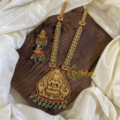 Pastel Green Bead Antique Temple Haram -Lakshmi Haram -G10469