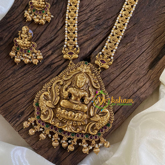 Pearl Bead Antique Temple Haram - Lakshmi Haram -Gold Bead-G10470