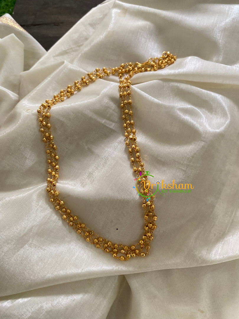 Gold Layered Beaded Malai -3 Layers-18 Inches -G2463