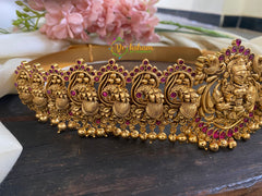 Exquisite Lakshmi and Peacock Temple Hipbelt  -Red – G2771