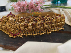 Exquisite Lakshmi and Peacock Temple Hipbelt  -Red – G2771