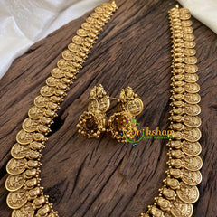 Traditional Lakshmi Kaasumala with pendant- Long Neckpiece-Navrathna-G10483