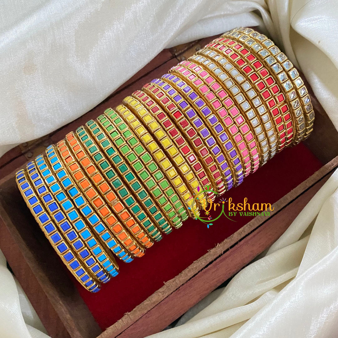 Navrathri Return Gift Package -Silk Thread Kundan Bangles Set 3-NV012