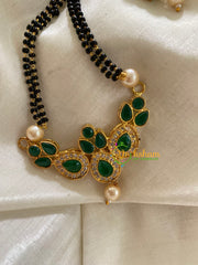AD Stone Mangalsutra Style Pendant Chain -Green -G3569