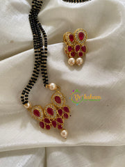 AD Stone Mangalsutra Style Pendant Chain -Red -G3568