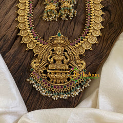 Gold Look Alike Antique Temple Haram - Lakshmi Haram with Mogappu -G10488