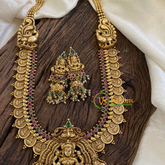 Gold Look Alike Antique Temple Haram - Lakshmi Haram with Mogappu -G10488