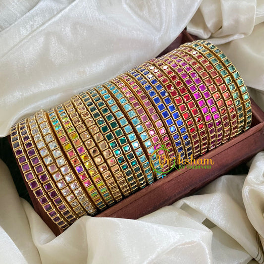 Navrathri Return Gift Package -Silk Thread Kundan Bangles Set 4-NV013