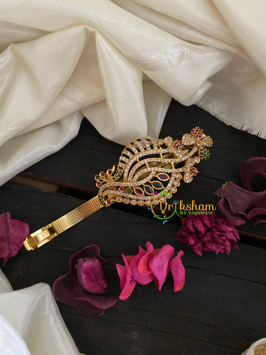 Premium Gold AD Stone Floral Hair Clip -H222