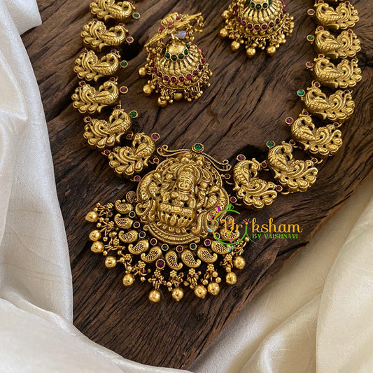 Premium Antique Temple Haram - Lakshmi Haram -Gold Bead-G10472