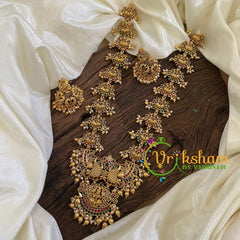 Premium Antique Temple Haram - Lakshmi Haram-Gold Bead Pearl -G10486