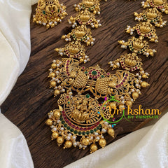 Premium Antique Temple Haram - Lakshmi Haram-Gold Bead Pearl -G10486