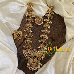 Premium Antique Temple Haram - Lakshmi Haram-Gold Bead Pearl -G10486