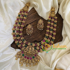 Premium Antique Bridal Lakshmi Haram -Red Green -G10500