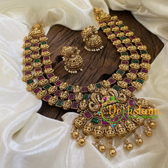 Premium Antique Bridal Lakshmi Haram -Red Green -G10500