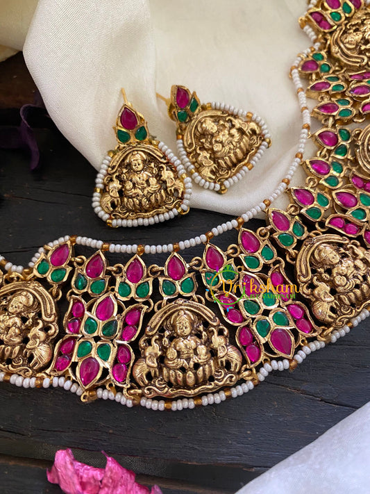 Jadau Kundan Lakshmi High Neck Choker-J903