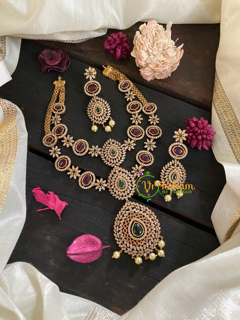 Gold Look Alike AD Stone Layer Neckpiece-G4411