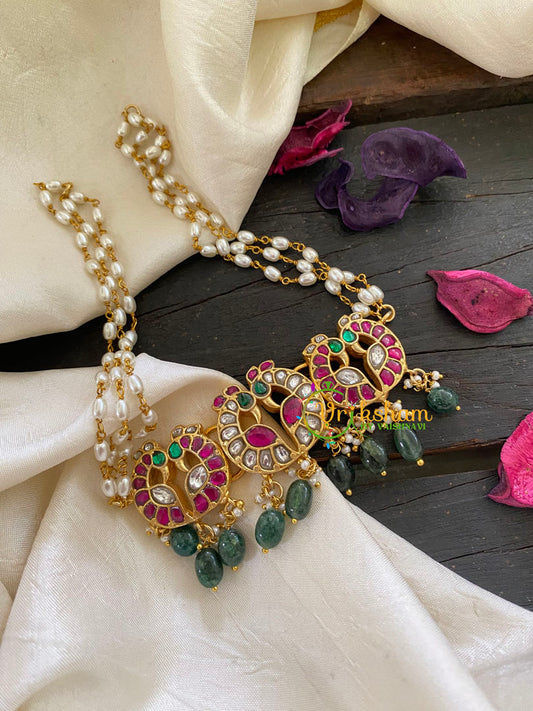 Jadau Kundan Pearl High Neck Choker -J920