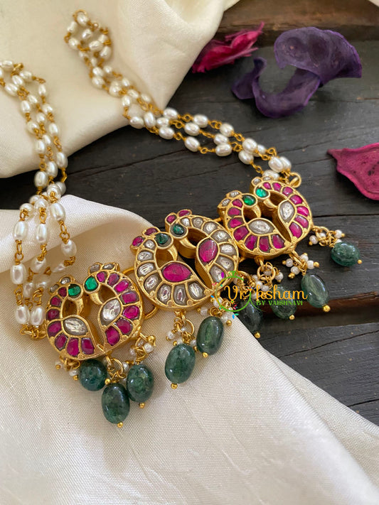 Jadau Kundan Pearl High Neck Choker -J920