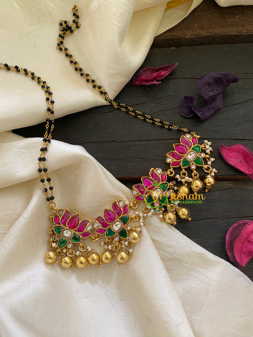 Jadau Kundan Mangalsutra Style Neckpiece-Lotus -J938