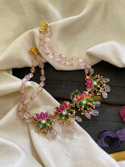 Jadau Kundan High Neck Choker-Pastel Pink-Lotus -J940