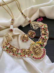 Jadau Kundan Layered Pearl Lakshmi Short Neckpiece -J907