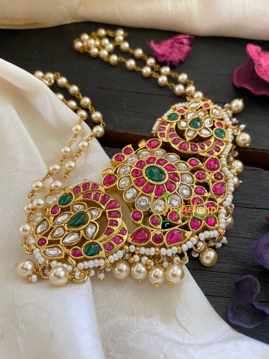 Jadau Kundan Pearl High Neck Choker -J927