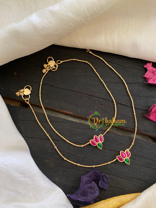 Precious Jadau Kundan Anklets -Pink Lotus -J905