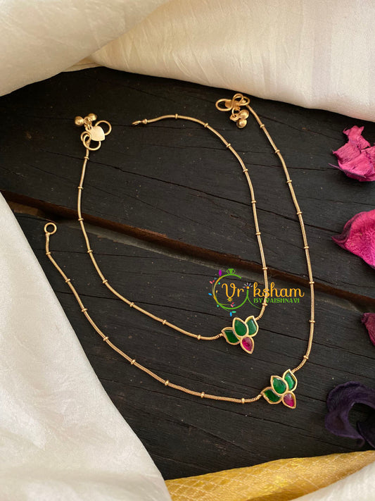 Precious Jadau Kundan Anklets -Green Lotus -J906