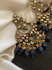 Blue Bead Victorian Diamond Danglers -Drops-VV439