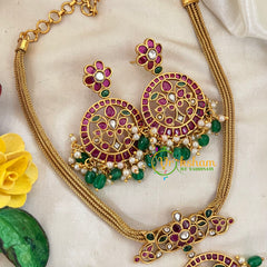 AD Stone Designer Addigai Short Neckpiece-Red Green White-G9591