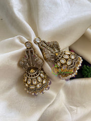 Purple Bead Victorian Diamond Jhumkas -Elephants-VV431