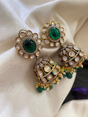 Green Victorian Diamond Jhumkas-VV418