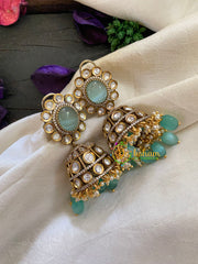 Sea Green Victorian Diamond Jhumkas-VV419