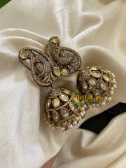 Lavender Bead Victorian Diamond Jhumkas -Paisley Parrot -VV427